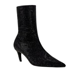 NWT AZALEA WANG BLACK NEROLA RHINESTONE/SPARKLY HEELED BOOTIES SIZE 9